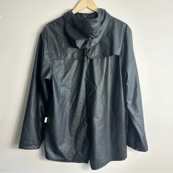 Rains Unisex Black Hooded Rain Jacket Size S-M - Picture 7 of 10